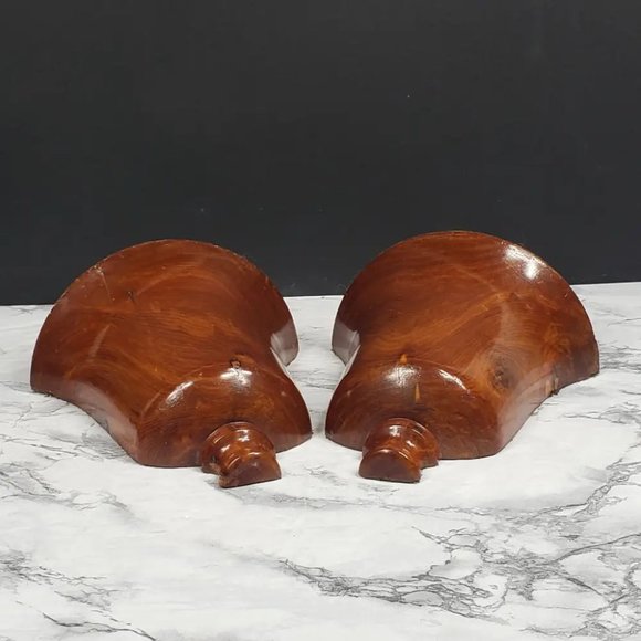 Handmade Wood Bell Bookend Set Vintage - Picture 7 of 9